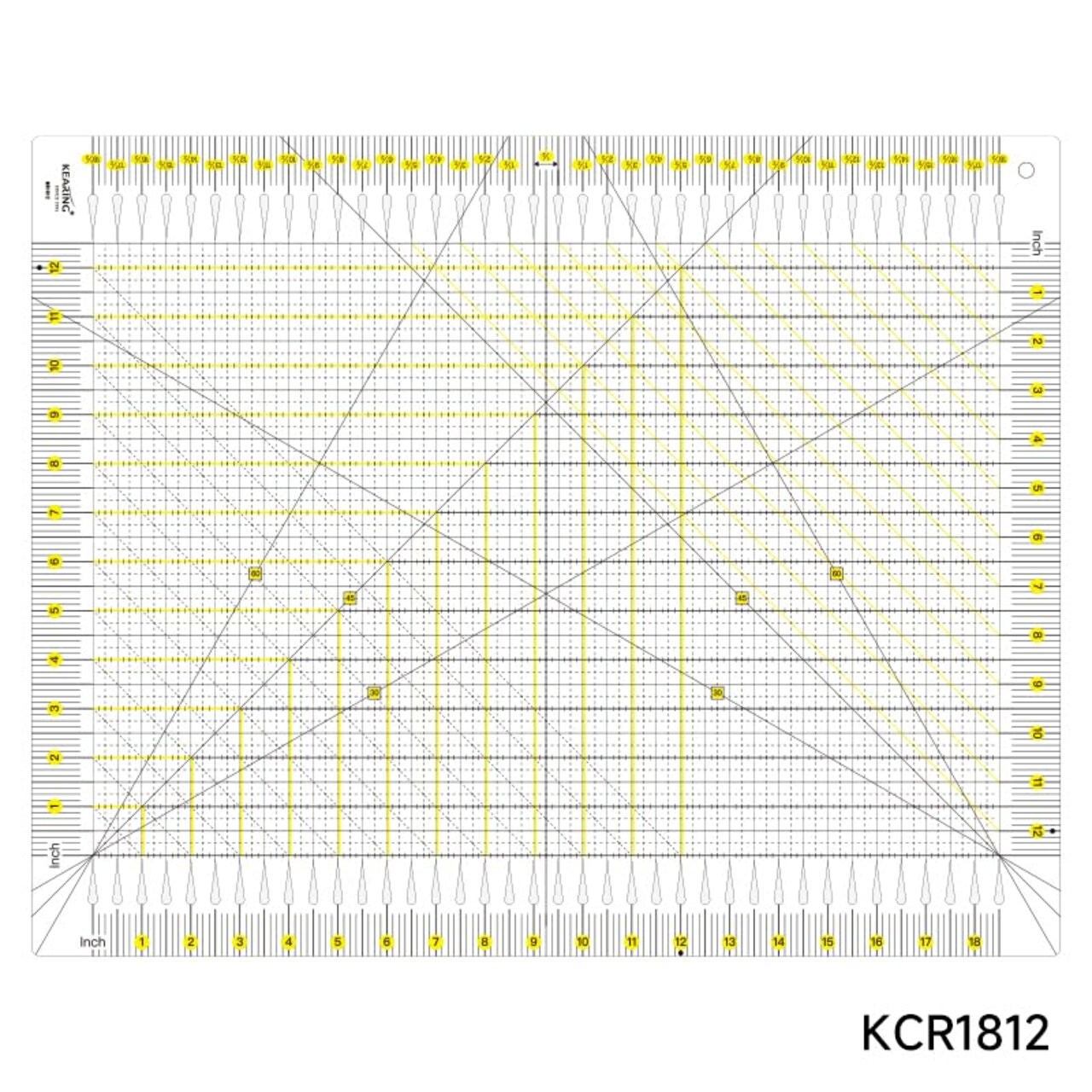 Kearing® Large Slotted Quilting Ruler, Non-Slip Stripology Acrylic Ruler for Fabric Cutting